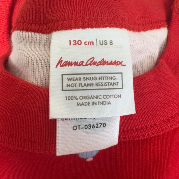 Hanna Andersson Snowman Christmas Pajama Set Kids Size 8 Red Organic Cotton PJ - Picture 4 of 8